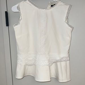 White lace sleeveless blouse